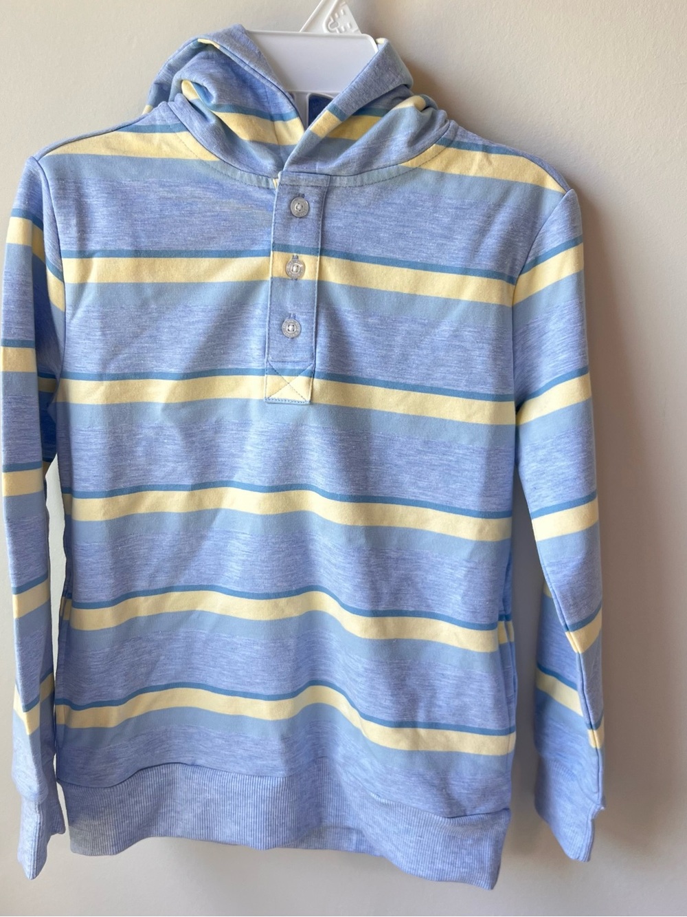 NWT Hope & Henry Boys Hooded Polo Shirt Blue Striped Size S 7/8